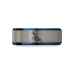 cool presents for men – blue & gray tungsten kayak paddle wave wedding band