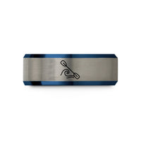 cool presents for men – blue & gray tungsten kayak paddle wave wedding band