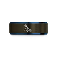 best presents for fathers – gunmetal & blue tungsten kayak paddle wave wedding band