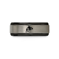 best presents for him – black & blue & grey tungsten orca wedding band