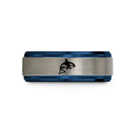 best presents for him – black & blue & grey tungsten orca wedding band