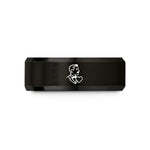 men's stylish wedding band – black & gold tungsten to heart wedding band