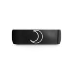 engraved rings for dad – black tungsten waxing crescent wedding band