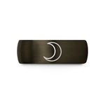 engraved rings for dad – gunmetal & black tungsten waxing crescent wedding band