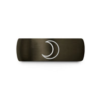 engraved rings for dad – gunmetal & black tungsten waxing crescent wedding band