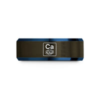 christmas presents for him – gunmetal & blue tungsten calcium ca wedding band