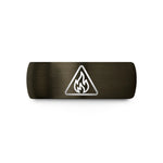meaningful presents for men – gunmetal & black tungsten fire elemental triangle wedding band