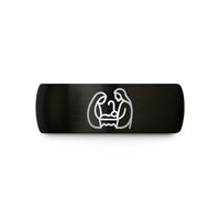 personalized dad birthday present – black & gold tungsten nativity family wedding band