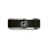 unique presents from daughter – black & grey tungsten nativity family wedding band