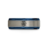 holiday presents for fathers – black & blue & grey tungsten ray school trio wedding band