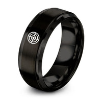 black tungsten round shield boss ring