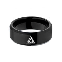 tungsten rings for men – black tungsten sierpinski triangle wedding band