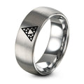 Sierpinski Triangle – Tungsten Wedding Band, 8 mm, Grey Comfort-Fit Unisex