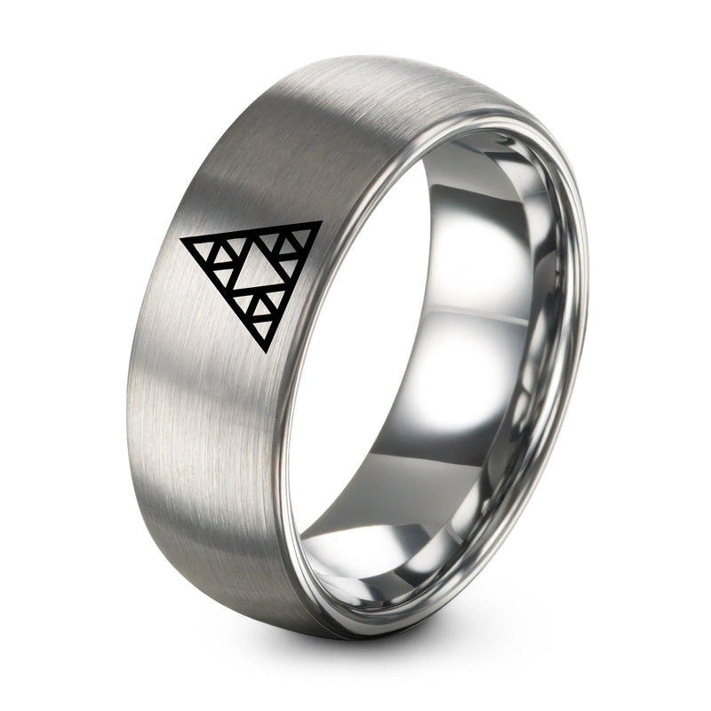Sierpinski Triangle – Tungsten Wedding Band, 8 mm, Grey Comfort-Fit Unisex