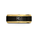 unique dad Christmas presents – black & gold tungsten thyroid butterfly wedding band