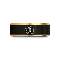 best Christmas presents 2023 – black & gold tungsten thyroid butterfly wedding band