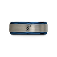 custom jewelry for daughters – black & blue & grey tungsten dive knife wedding band