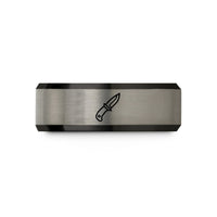 meaningful presents for daughters – black & blue & grey tungsten dive knife wedding band