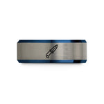 special presents for teens – black & blue & gray tungsten dive knife wedding band