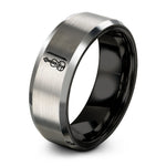 unique presents for daughter – black & silver tungsten electric violin bow ring
