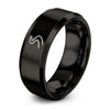 Singletrack S Curve – Tungsten Wedding Band, 8 mm, Black Comfort-Fit Unisex