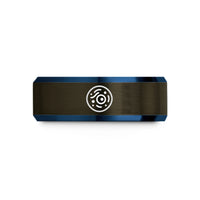 special presents for teens – gunmetal & blue tungsten cell icon wedding band