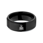 silver rings for women – black tungsten ribcage skull wedding band