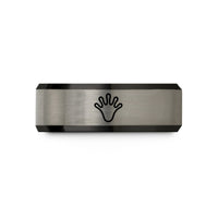 daughter birthday present ideas – black & silver tungsten salamander print wedding band