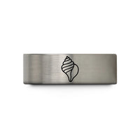 keepsake rings for girls – silver tungsten whelk shell wedding band