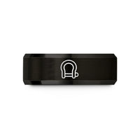 personalized rings for mom – black tungsten d ring shackle wedding band