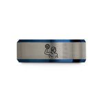 personalized jewelry for her – black & blue & grey tungsten water polo throw wedding band