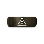 custom wedding band ideas – gunmetal & black tungsten benchmark dot wedding band