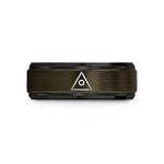 custom wedding band ideas – gunmetal & black tungsten benchmark dot wedding band