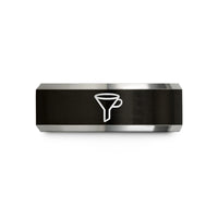 unique daughter wedding present – black & grey tungsten funnel wedding band