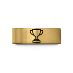 personalized wedding day present – gold tungsten trophy wedding band