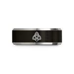 wedding present for her – black & silver tungsten witchs knot wedding band