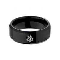 personalized wedding day present – black tungsten witchs knot wedding band