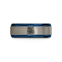 special presents for women – black & blue & grey tungsten alien planet landscape wedding band