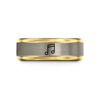 presents for mom today – black & gold & gray tungsten eighth beamed wedding band