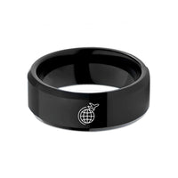 special ladies present ring – black tungsten flight route wedding band