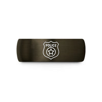 special present for mom – gunmetal & black tungsten police badge shield wedding band