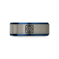 special presents for mom – blue & grey tungsten power outlet wedding band