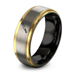 unique presents for him – black & gold & silver tungsten baton ring