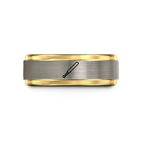 best presents for dad – black & gold & silver tungsten baton wedding band
