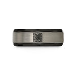 personalized dad presents – black & grey tungsten canyon contours wedding band