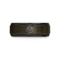 unique presents for him – gunmetal & black tungsten grip holes wedding band