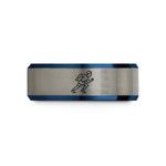 personalized dad presents – black & blue & silver tungsten sprinter start wedding band
