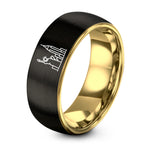Gifts for Father in Law – black & gold tungsten new york ring