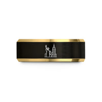 presents for men ideas – black & gold tungsten new york wedding band