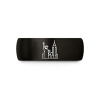 best presents for him – black & rose gold tungsten new york wedding band